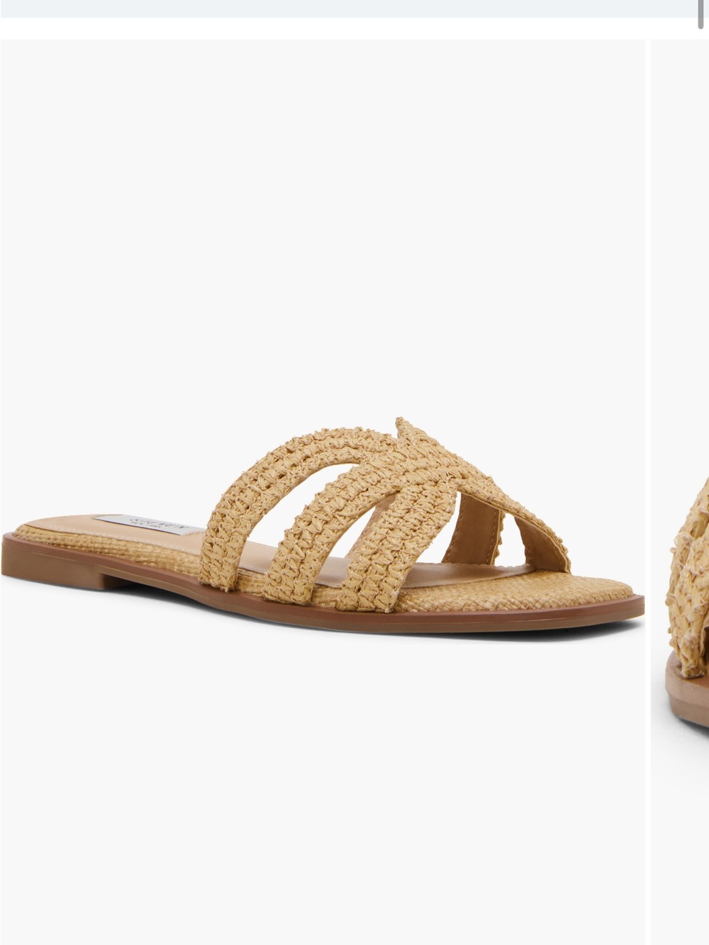 Braided Raffia Slide Sandals in Natural - Women